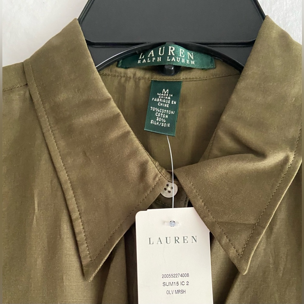 💥💥 SALE 30% OFF LIST PRICE💥💥NWT Lauren Silk Cotton Tie Front Shirt; size M; - Picture 2 of 15